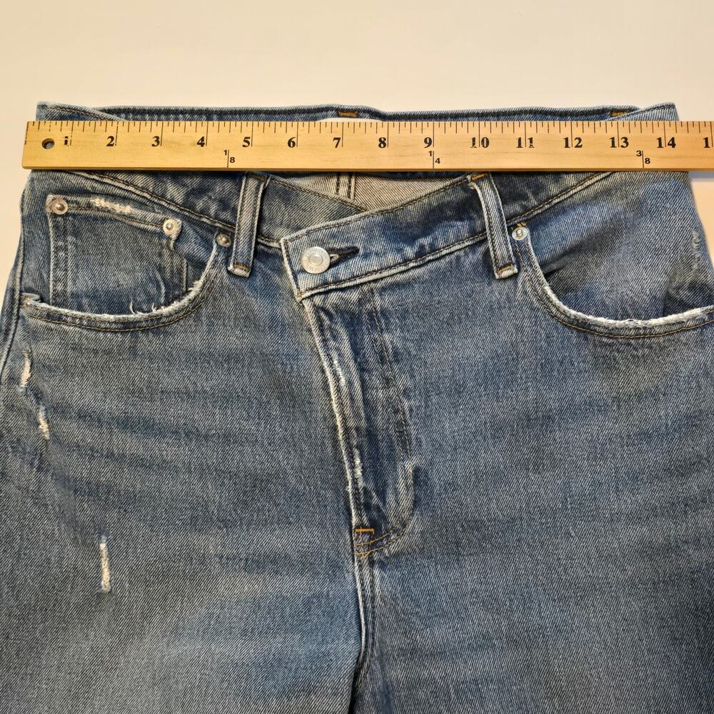 Abercrombie & Fitch 90s Straight Ultra High Rise Criss Cross Waist Jeans 6L Blue - Picture 11 of 16